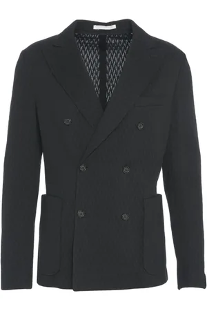 Paolo Pecora Jassen, Heren, Zwart, S, Zwarte Double-Breasted Chevron Blazer