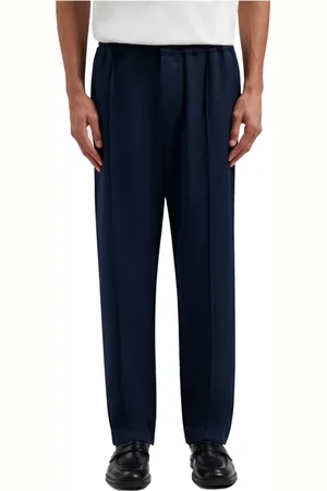 OLAF HUSSEIN Broeken, Heren, Blauw, L, Pintuck Broek