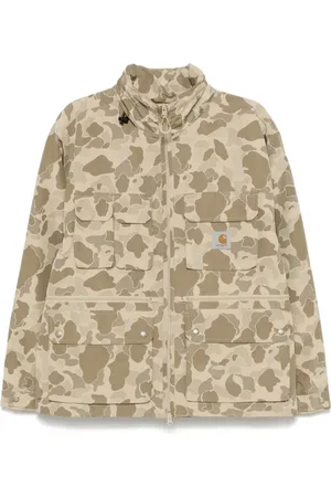 Carhartt Jassen, Heren, Groen, S, Olijfgroene Cargo-jas met verborgen capuchon