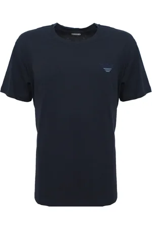 Emporio Armani Tops, Heren, Blauw, 2Xl, Katoen, Katoenen T-shirt met Voorkant Logo