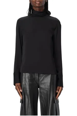 THEORY Blouses & Shirts, Dames, Zwart, L, Elegante Zijden Ivoorblouse