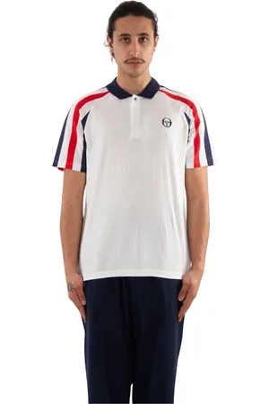 Sergio Tacchini Tops, Heren, Wit, L, Nieuw Blow Ribgebreid Poloshirt