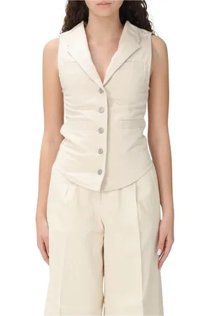 Pinko Jassen, Dames, , S, Leer, Klassieke getailleerde waistcoat voor vrouwen