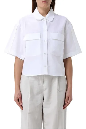 Colmar Blouses & Shirts, Dames, Wit, L, Linnen, Witte Linnen Shirt met Zakken