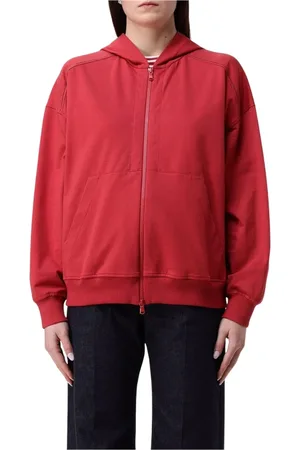Brunello Cucinelli Sweatshirts & Hoodies, Dames, Rood, XS, Katoen, Rode Zip Up Hoodie Relaxte Pasvorm