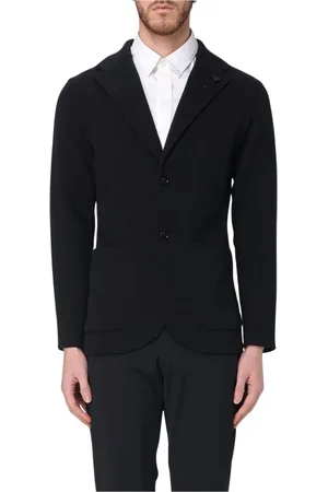 LARDINI Jassen, Heren, Zwart, S, Stijlvolle Blauwe Gebreide Blazer Jas