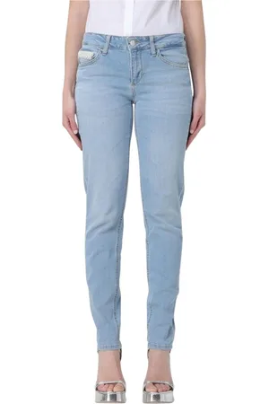 Liu Jo Jeans, Dames, Blauw, W29, Straight Jeans met Parelversiering