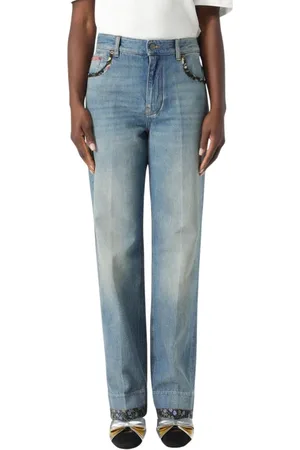 VALENTINO Jeans, Dames, Blauw, W27, Katoen, Bloemen Zak Jeans Damesmode