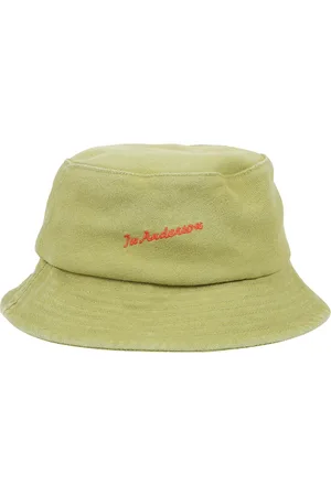 J.W.Anderson Accessoires, Heren, Groen, ONE Size, Katoen, Geborduurde bucket hoed