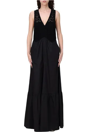 Twin-Set Kleedjes, Dames, Zwart, XS, Elegante Zwarte Jurk met Kantdetail