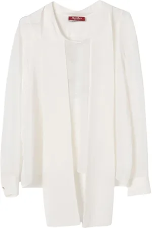 Max Mara Blouses & Shirts, Dames, Wit, 2Xl, Elegante Witte Zijden Blouse