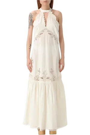 Twin-Set Kleedjes, Dames, , M, Elegante Ivoor Midi Jurk