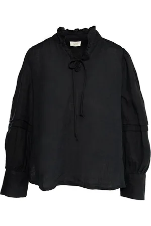 Hest Hést, Blouses & Shirts, Dames, Zwart, XS, Linnen, Elegante Linnen Blouse in Jet