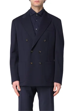ELEVENTY Jassen, Heren, Blauw, XL, Blauwe Double Breasted Blazer