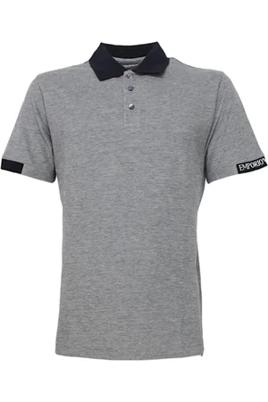 Emporio Armani Tops, Heren, Blauw, M, Katoen, Katoenen poloshirt met knoopkraag