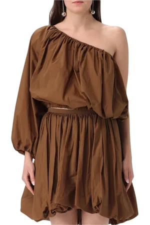 Serafini Kleedjes, Dames, Bruin, S, Bruine Gerimpelde Trim Shirt