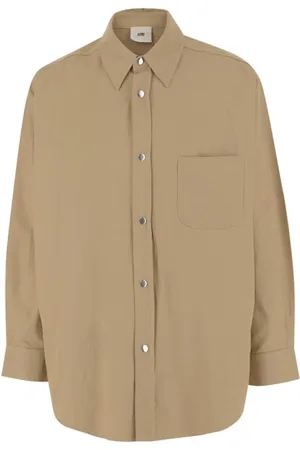 Autry Overhemden, Heren, , S, Katoen, Visgraat Overshirt Jas Zand