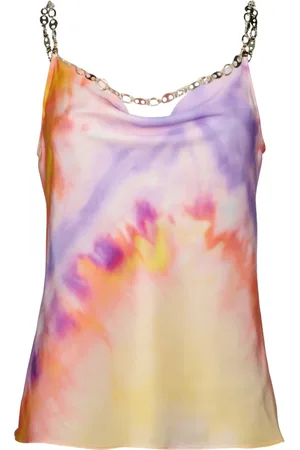 Paco rabanne Tops, Dames, Veelkleurig, S, Satijn, Trendy Tie Dye Cowl Neck Top