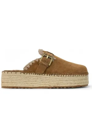 Mou Schoenen, Dames, Bruin, 39 EU, Suède, Suede Crochet Stitch Klomp Sandalen