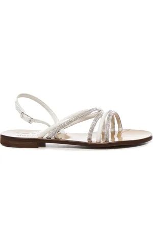 V°73 Schoenen, Dames, Wit, 36 EU, Open Teen Verstelbare Band Sandalen Zilver