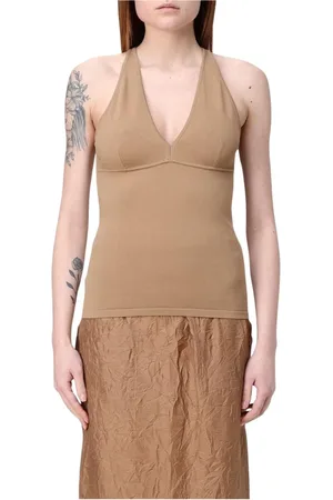Max Mara Tops, Dames, Bruin, XS, Bruine Gebreide Mouwloze Top