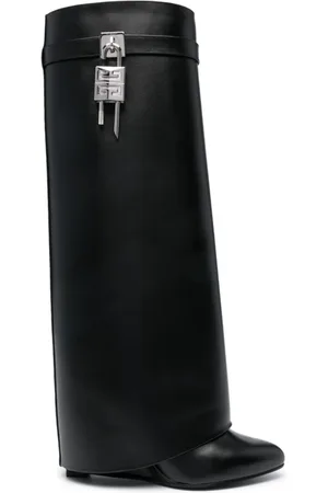 Givenchy Schoenen, Dames, Zwart, 38 EU, Leer, Zwarte leren kniehoge sleehak laarzen