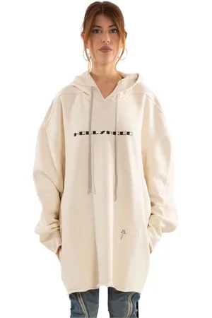 Rick Owens Sweatshirts & Hoodies, Dames, Wit, M, Gedrukte hoodie 2109