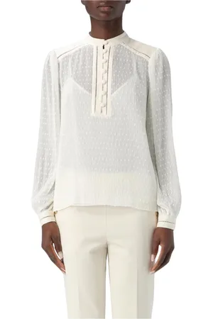 Twin-Set Blouses & Shirts, Dames, Wit, 2Xs, Polyester, Geplooide Polka Dot Blouse