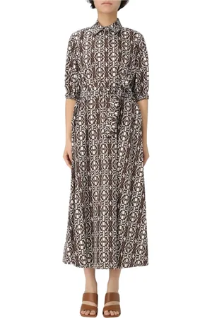 Max Mara Kleedjes, Dames, Bruin, XS, Stijlvolle Midi Jurk