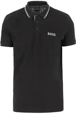 HUGO BOSS Tops, Heren, Zwart, M, Katoen, Logo Polo Shirt in Stretch Cotton Blend