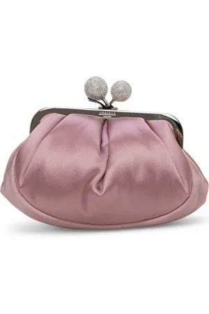 Max Mara Tassen, Dames, Roze, ONE Size, Satijn, Kleine Satijnen Schoudertas met Strass