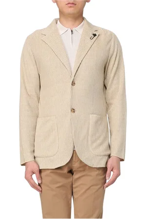 LARDINI Jassen, Heren, , S, Linnen, Gestreepte Linnen Blazer in