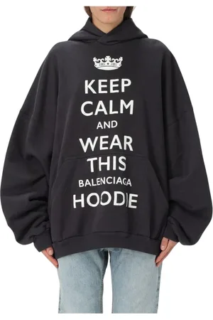 Balenciaga Sweatshirts & Hoodies, Dames, Zwart, S, Katoen, Luxe Zwarte Hoodie Oversized