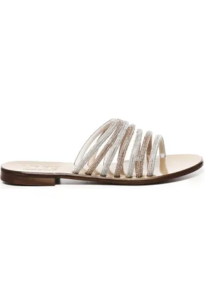 V°73 Schoenen, Dames, Wit, 37 EU, Italiaanse Open Teen Sandalen Zilver Beige