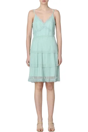 Twin-Set Kleedjes, Dames, Groen, 2Xs, Polyester, Elegante Kant Jurk