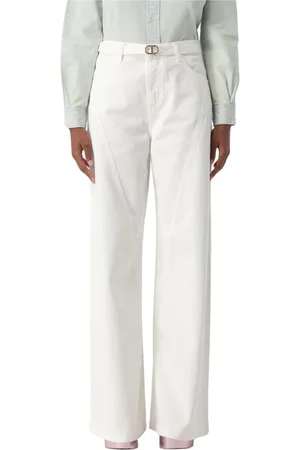 Twin-Set Jeans, Dames, Wit, W30, Witte Wide Leg Jeans voor Vrouwen