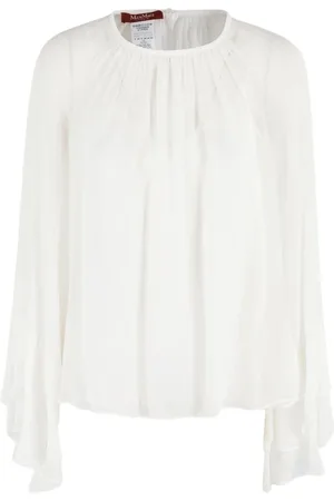 Max Mara Blouses & Shirts, Dames, Wit, M, Witte Zijden Blouse Elegante Stijl