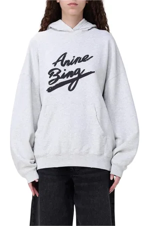 ANINE BING Sweatshirts & Hoodies, Dames, Grijs, M, Katoen, Grijze Logo Hoodie Oversized