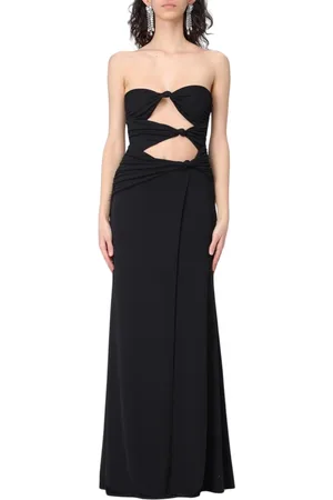 ANIYE BY Kleedjes, Dames, Zwart, S, Zwarte Maxi Jurk met Knoopdetail