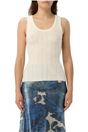 Etro Tops, Dames, Wit, S, Wit Gebreide Tanktop