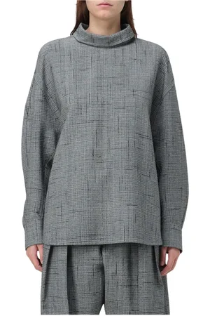 Bottega Veneta Blouses & Shirts, Dames, Grijs, S, Luxe Textuur Zijden Top