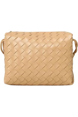 Bottega Veneta Tassen, Dames, Geel, ONE Size, Leer, Luxe Geweven Leren Crossbody Tas