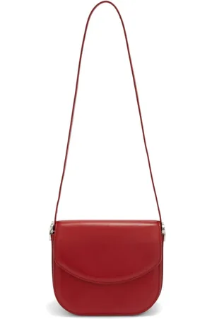 Jil Sander Tassen, Dames, Rood, ONE Size, Leer, Rode leren schoudertas met logo