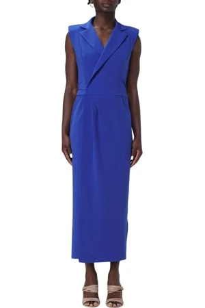 Patrizia Pepe Kleedjes, Dames, Blauw, M, Blauwe Omslagjurk Elegante Stijl