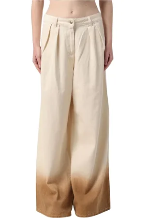 Alanui Jeans, Dames, Geel, W28, Katoen, Ombre Wide Leg Jeans