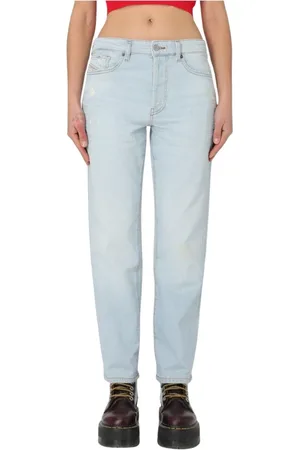 Diesel Jeans, Dames, Blauw, W26, Katoen, Lichtgewassen relaxte fit jeans
