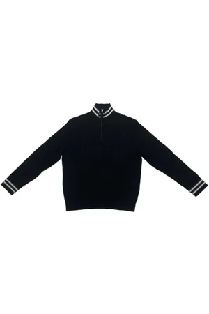 Neil Barrett Jassen, Heren, Zwart, L, Gestreepte Gebreide Rits Tracktop