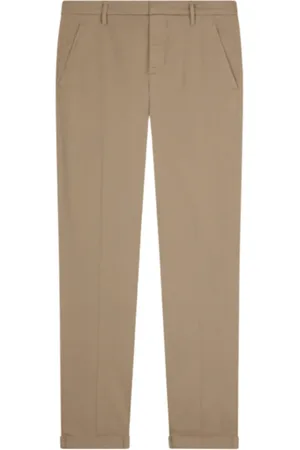 Dondup Broeken, Heren, Bruin, W30, Katoen, Slim Chino Broek in Licht Gabardine