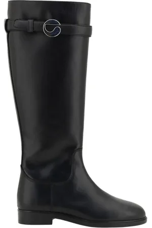 COPERNI Schoenen, Dames, Zwart, 38 EU, Kavalier Leren Laarzen, Kniehoog Ronde Neus