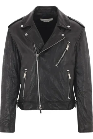 Alexander McQueen Jassen, Heren, Zwart, L, Katoen, Zwarte Biker Leren Jas